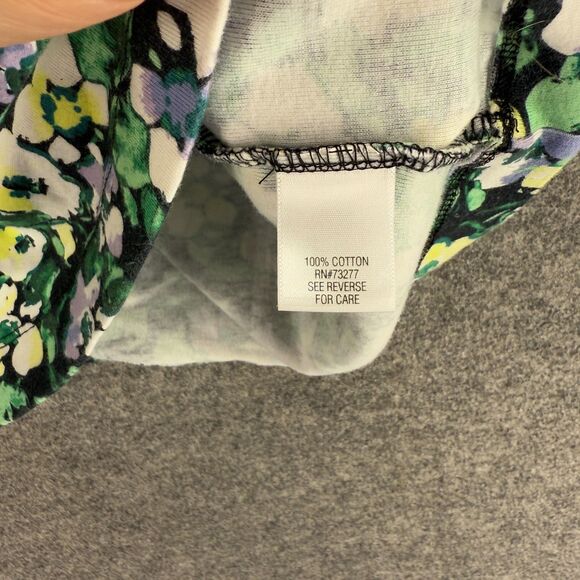 Croft & Barrow T-Shirt Women L Large Black Floral Short Sleeve Square Neck - Picture 4 of 7